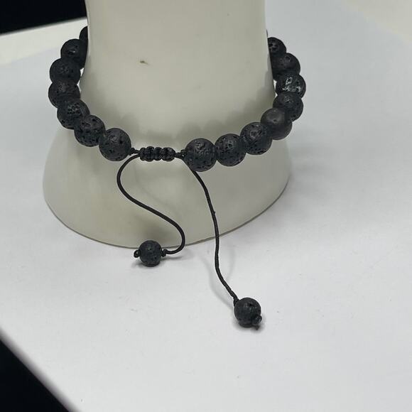 Petite black beaded bracelet jewelry adjustable length turquoise blue accent - Picture 9 of 12